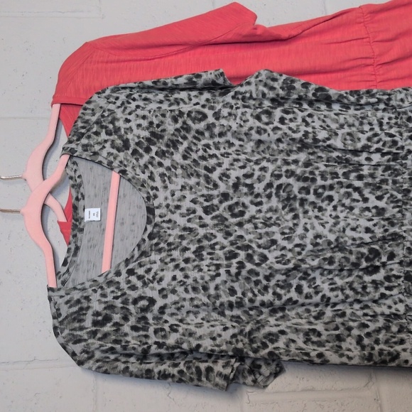 Bundle of Old Navy 100% Cotton T-Shirt Dress Leopard Print and Coral, XXL - Picture 3 of 9